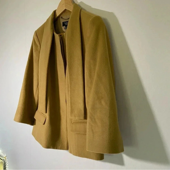 Talbots Womens Size 10P 100% Wool Swing Jacket Blazer Mod Tie Neck‎ Bow - Picture 3 of 10